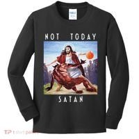 Not Today Satan Jesus Vs Satan In Basketball Kids Long Sleeve Shirt thumb 0
