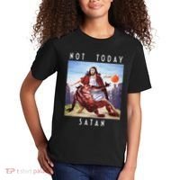 Not Today Satan Jesus Vs Satan In Basketball Kids T-Shirt thumb 2