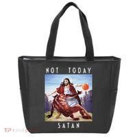 Not Today Satan Jesus Vs Satan In Basketball Tote Bag thumb 0