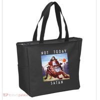 Not Today Satan Jesus Vs Satan In Basketball Tote Bag thumb 2