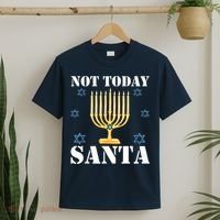 Not Today Santa Jewish Holiday Festival Funny Hanukkah T-Shirt thumb 2