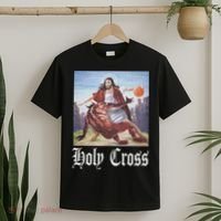 Not Today Satan Jesus Crossover Basketball Holy Cross T-Shirt thumb 2