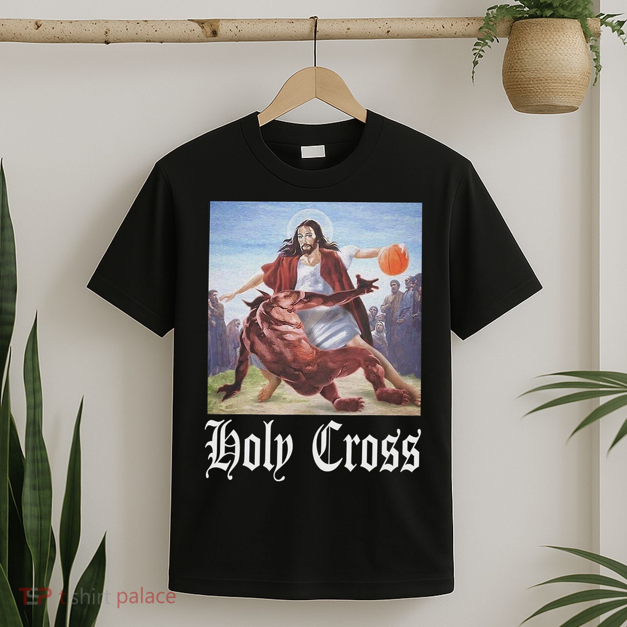 Not Today Satan Jesus Crossover Basketball Holy Cross T-Shirt