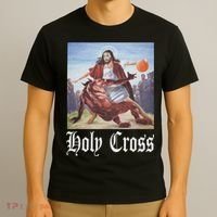 Not Today Satan Jesus Crossover Basketball Holy Cross T-Shirt thumb 3