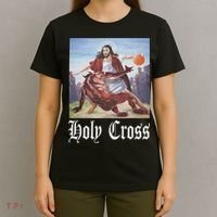 Not Today Satan Jesus Crossover Basketball Holy Cross T-Shirt thumb 4