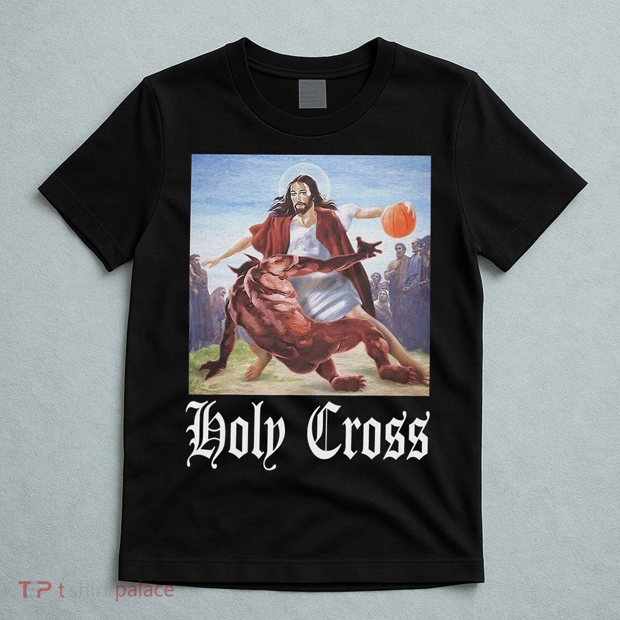 Not Today Satan Jesus Crossover Basketball Holy Cross T-Shirt