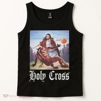 Not Today Satan Jesus Crossover Basketball Holy Cross Tank Top thumb 2