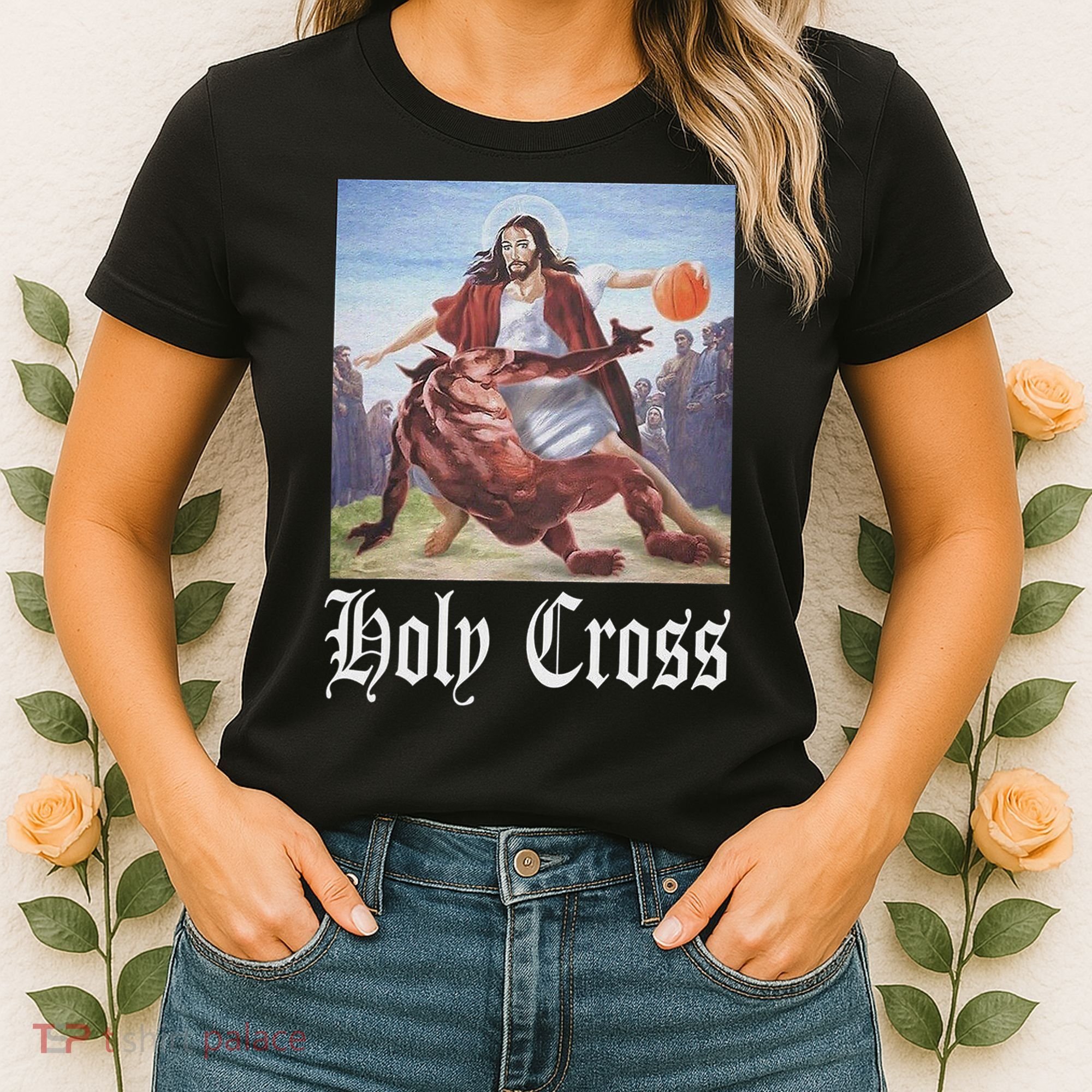 Not Today Satan Jesus Crossover Basketball Holy Cross Women's T-Shirt
