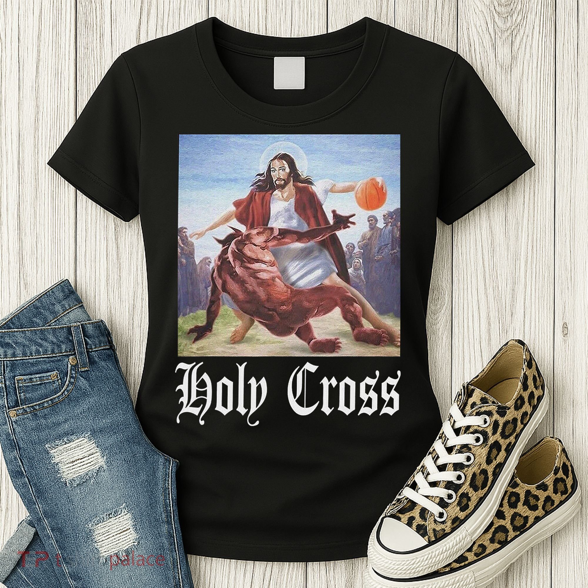 Not Today Satan Jesus Crossover Basketball Holy Cross Women's T-Shirt