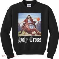 Not Today Satan Jesus Crossover Basketball Holy Cross Kids Sweatshirt thumb 0