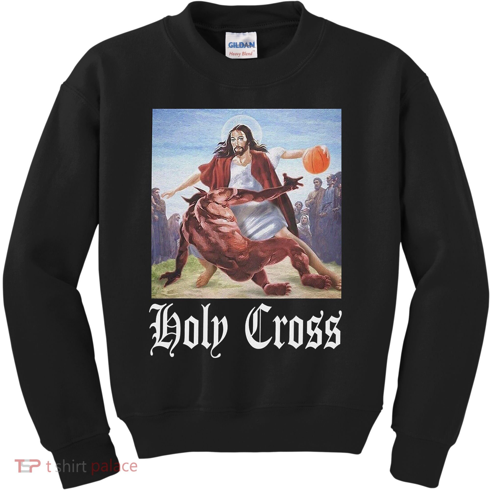 Not Today Satan Jesus Crossover Basketball Holy Cross Kids Sweatshirt