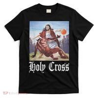 Not Today Satan Jesus Crossover Basketball Holy Cross T-Shirt thumb 0