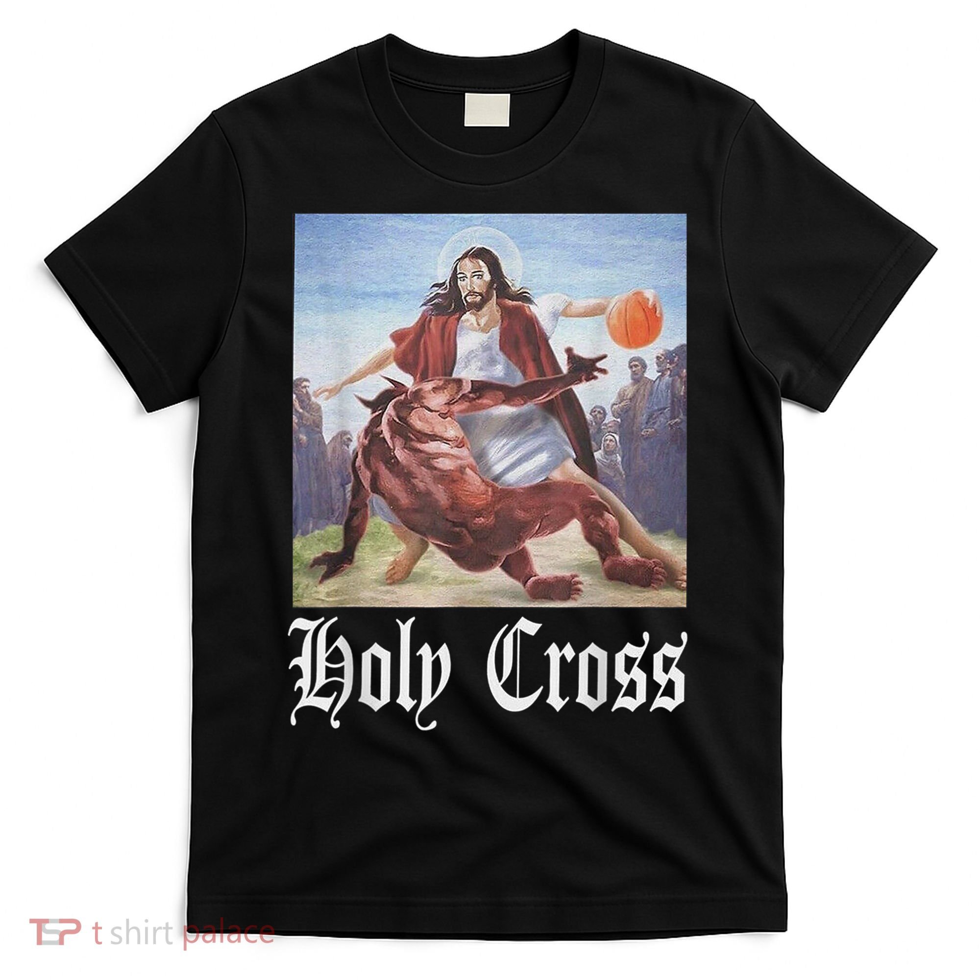 Not Today Satan Jesus Crossover Basketball Holy Cross T-Shirt
