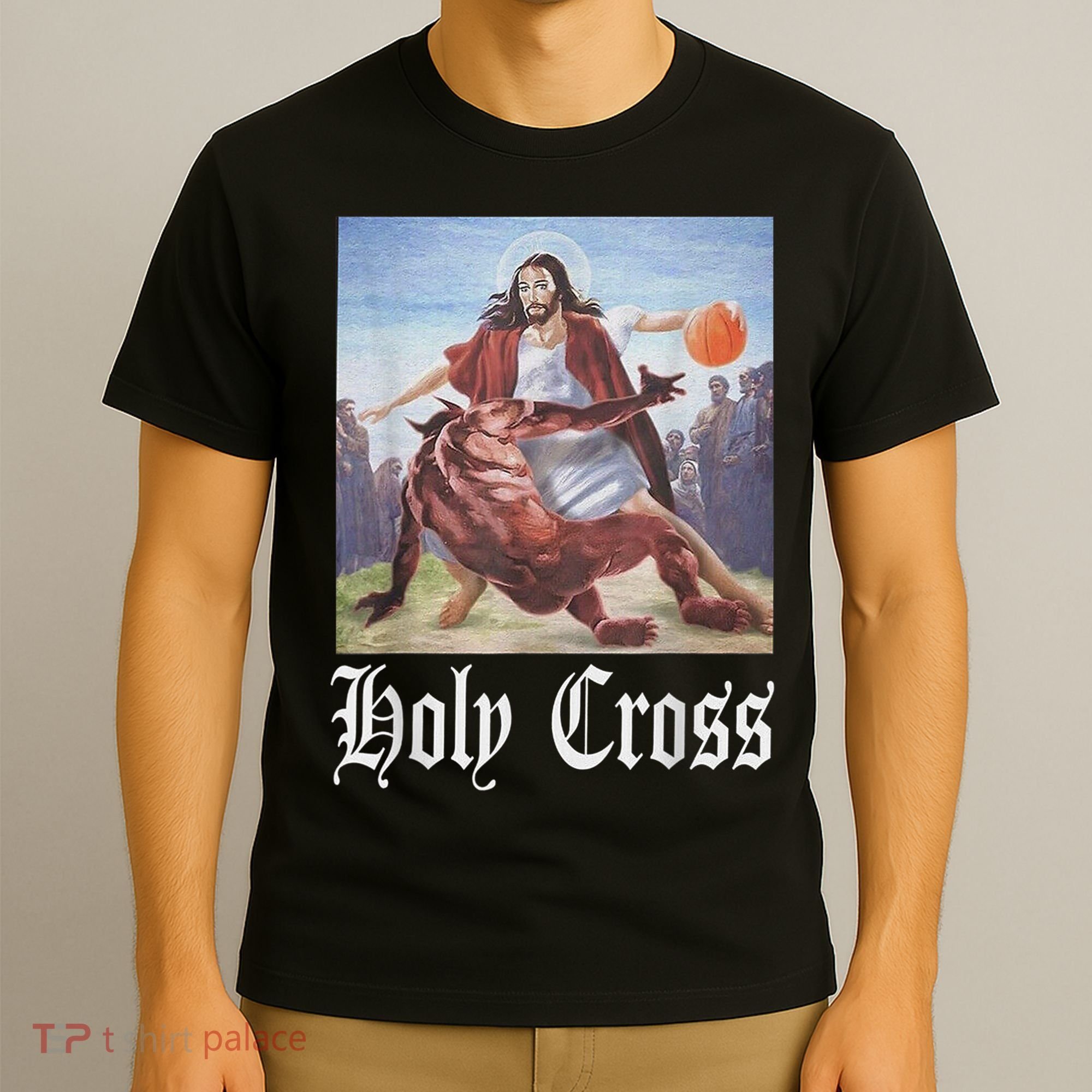 Not Today Satan Jesus Crossover Basketball Holy Cross T-Shirt