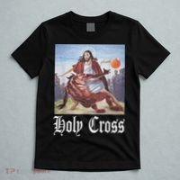 Not Today Satan Jesus Crossover Basketball Holy Cross T-Shirt thumb 5