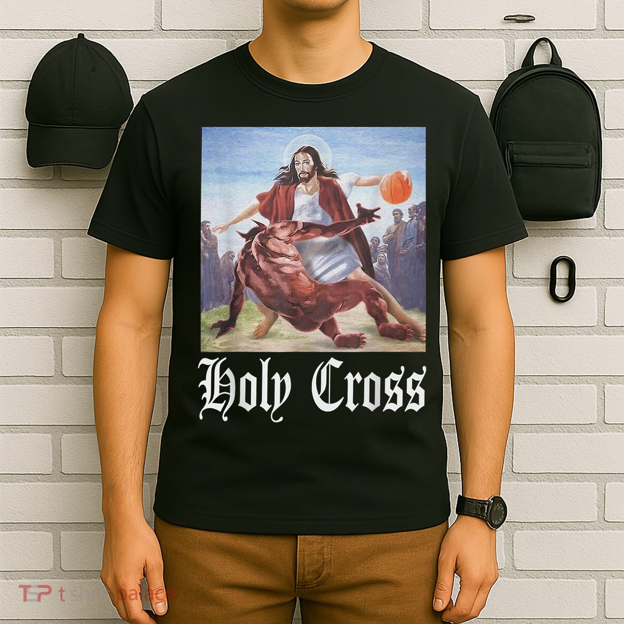 Not Today Satan Jesus Crossover Basketball Holy Cross T-Shirt