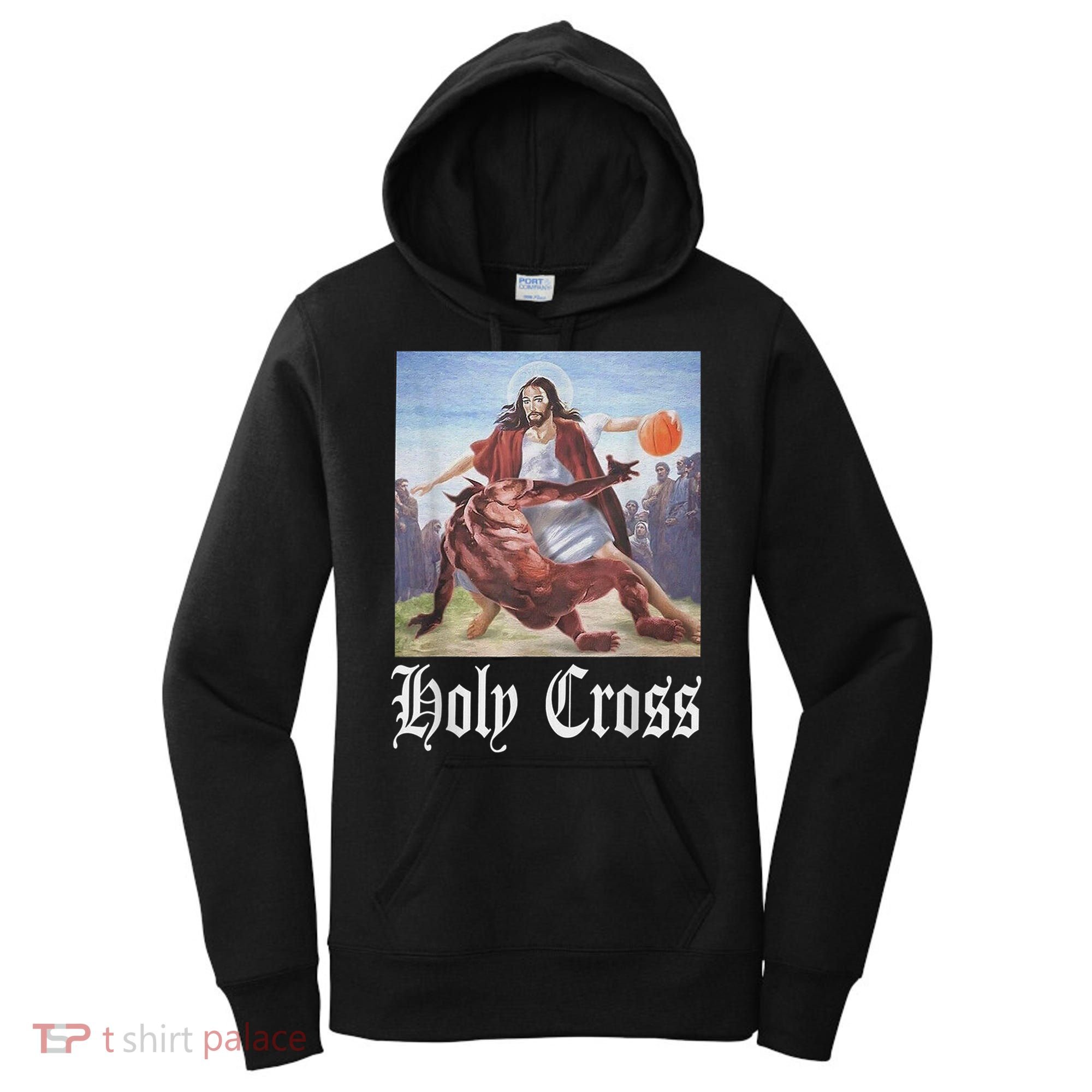 Not Today Satan Jesus Crossover Basketball Holy Cross Women's Hoodie