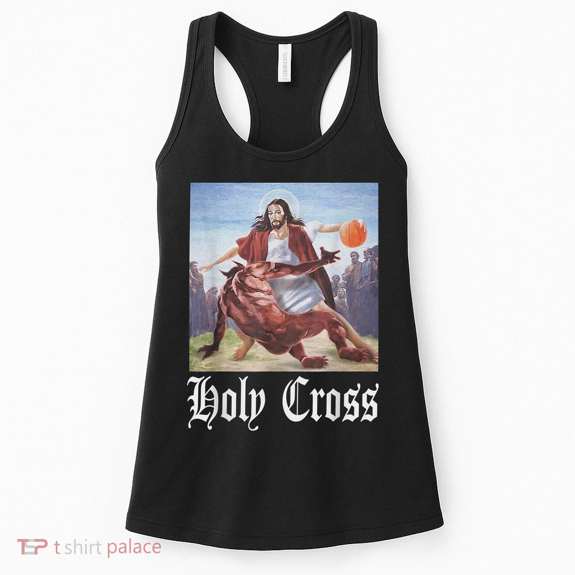 Not Today Satan Jesus Crossover Basketball Holy Cross Women's Tank Top