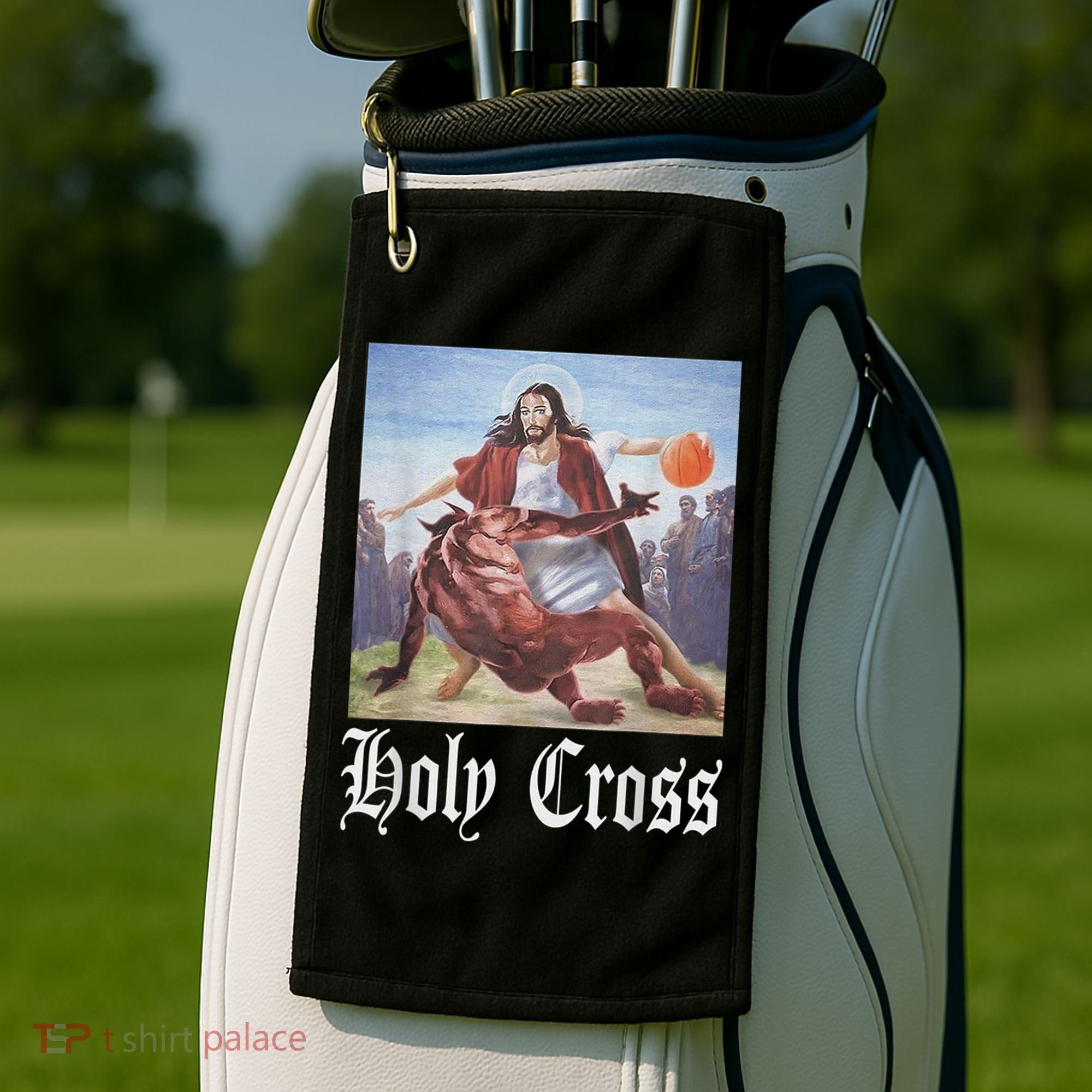 Not Today Satan Jesus Crossover Basketball Holy Cross Golf Towel