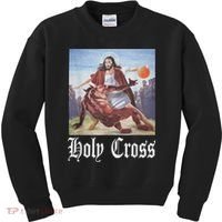 Not Today Satan Jesus Crossover Basketball Holy Cross Kids Sweatshirt thumb 0