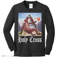 Not Today Satan Jesus Crossover Basketball Holy Cross Kids Long Sleeve Shirt thumb 0