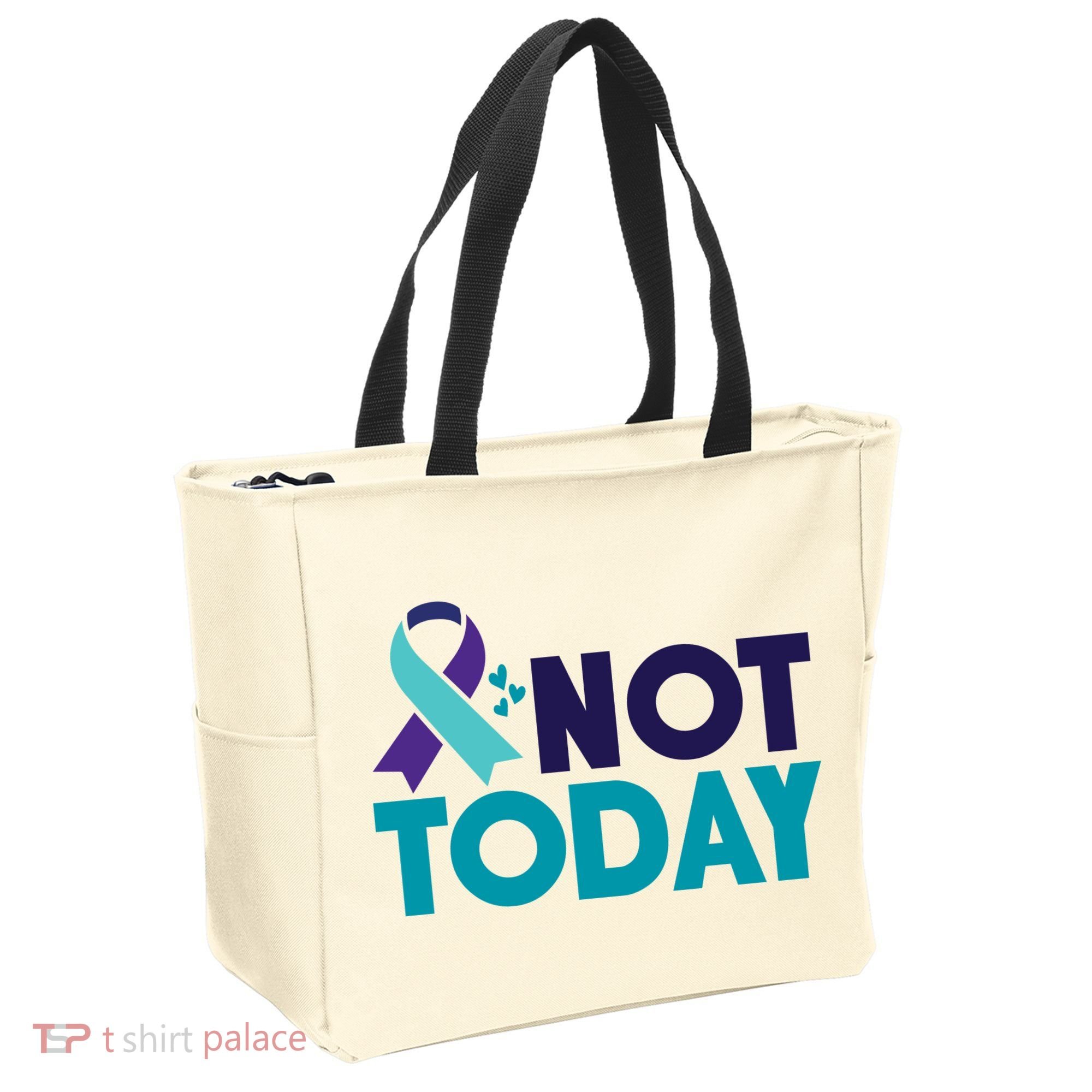Not Today Suicide Prevention Ribbon Tote Bag