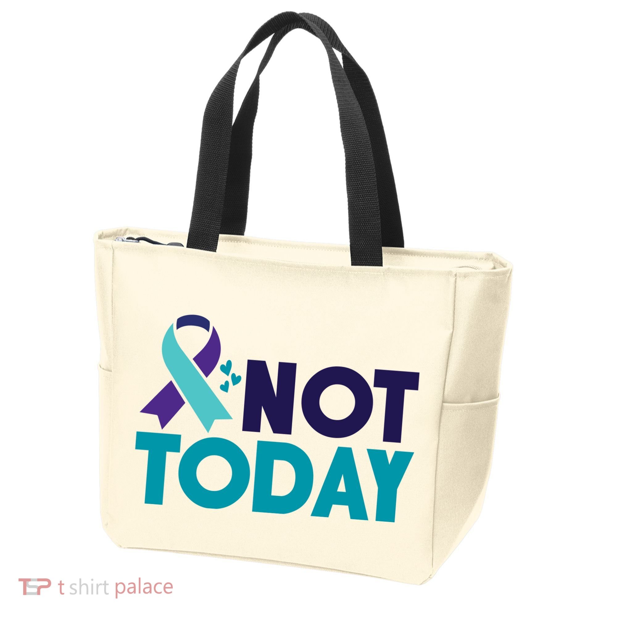 Not Today Suicide Prevention Ribbon Tote Bag