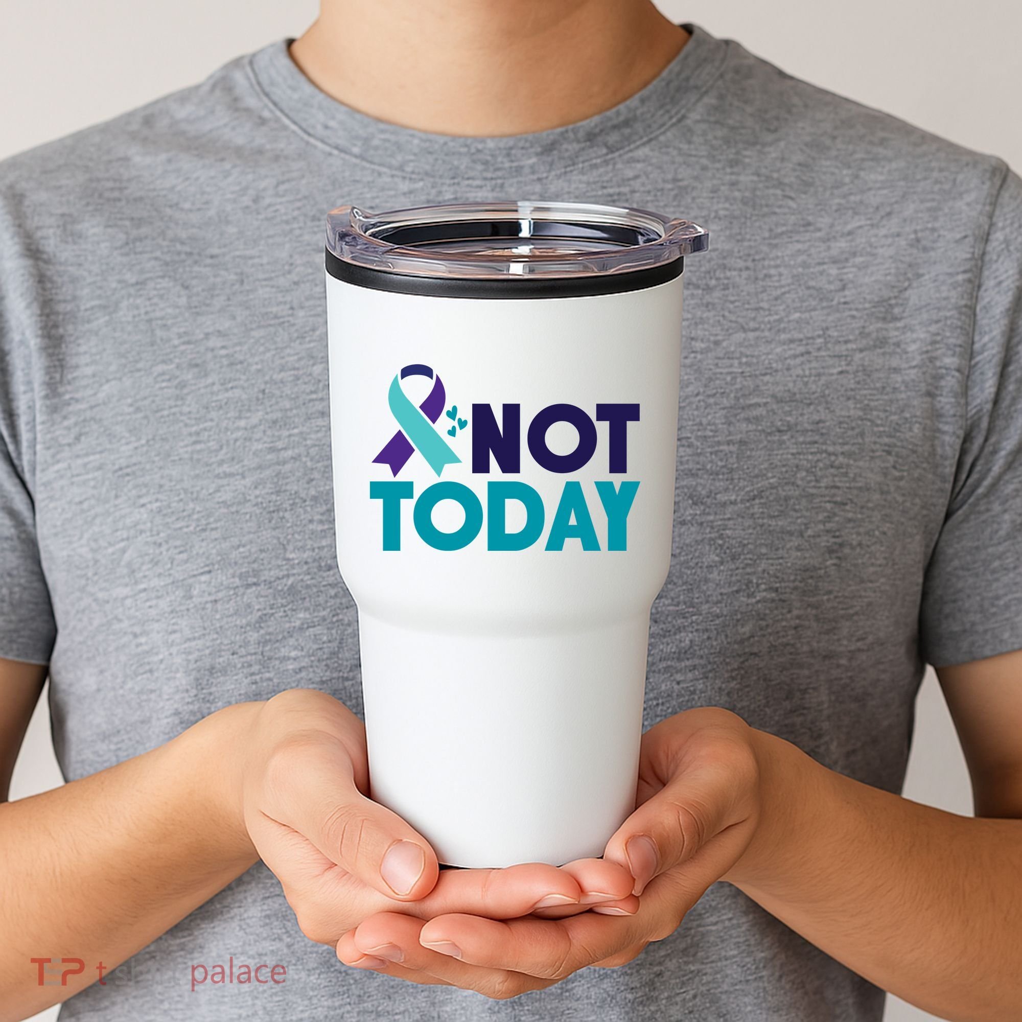 Not Today Suicide Prevention Ribbon Tumbler