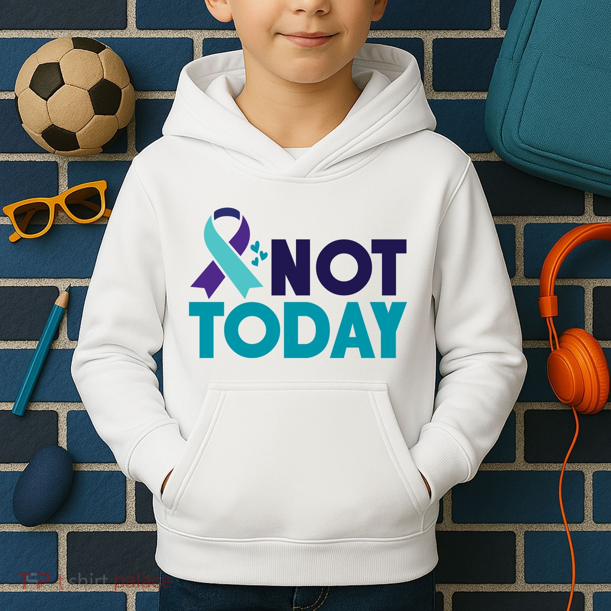 Not Today Suicide Prevention Ribbon Kids Hoodie