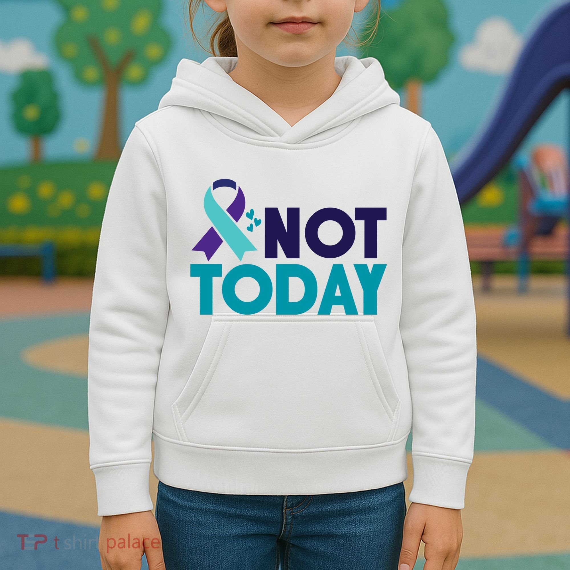 Not Today Suicide Prevention Ribbon Kids Hoodie