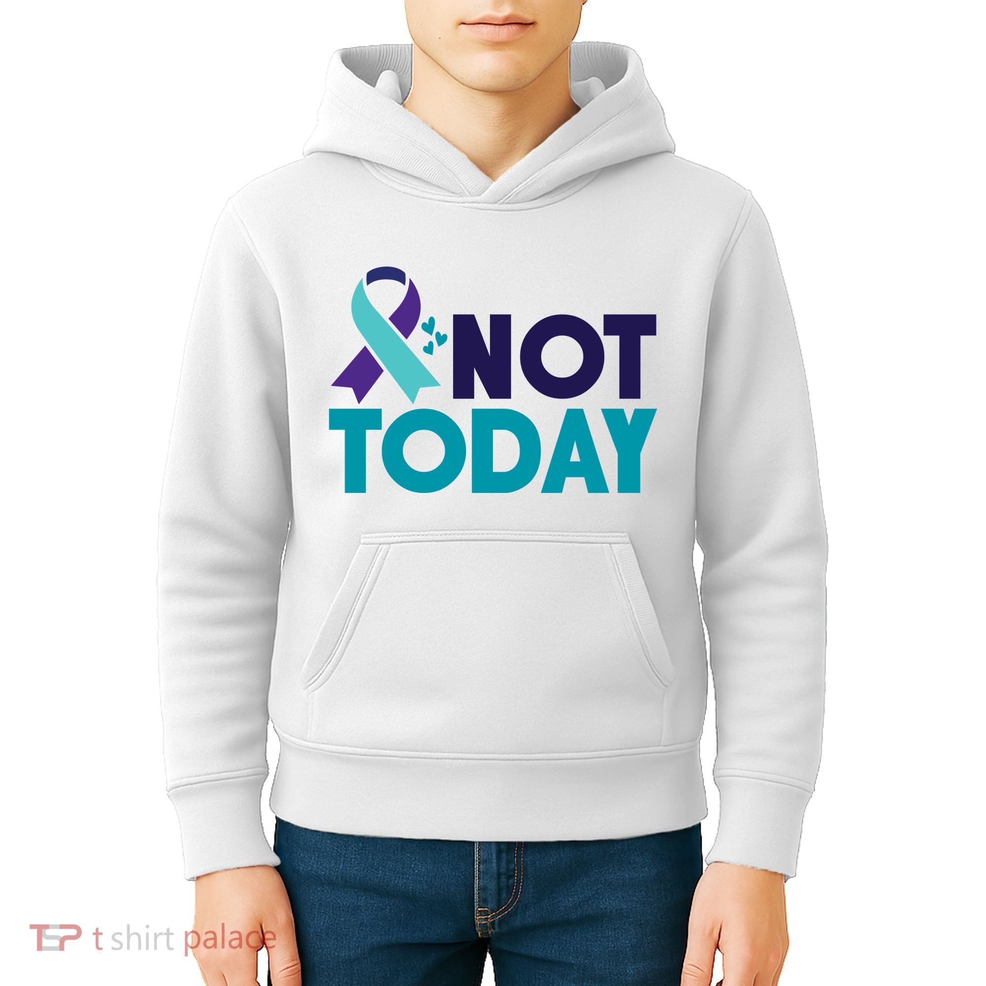Not Today Suicide Prevention Ribbon Kids Hoodie