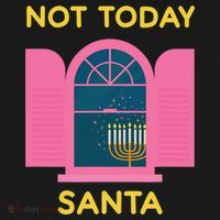 Not Today Santa Jewish Hanukkah Menorah Lights Dreidel Latke  Women's Hoodie thumb 2