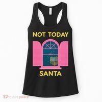 Not Today Santa Jewish Hanukkah Menorah Lights Dreidel Latke  Women's Tank Top thumb 0
