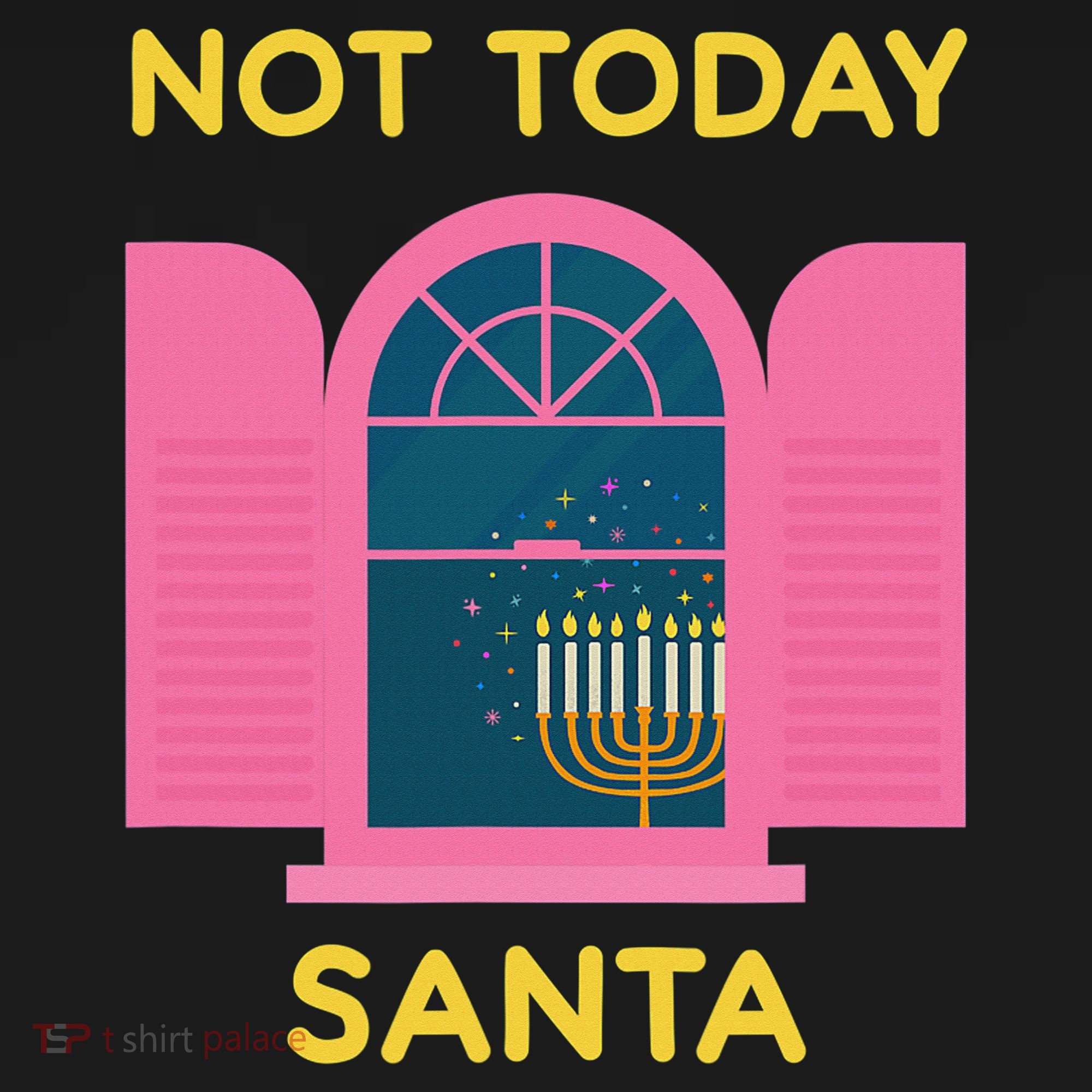 Not Today Santa Jewish Hanukkah Menorah Lights Dreidel Latke  Baby Bodysuit