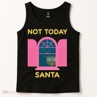 Not Today Santa Jewish Hanukkah Menorah Lights Dreidel Latke  Tank Top thumb 2