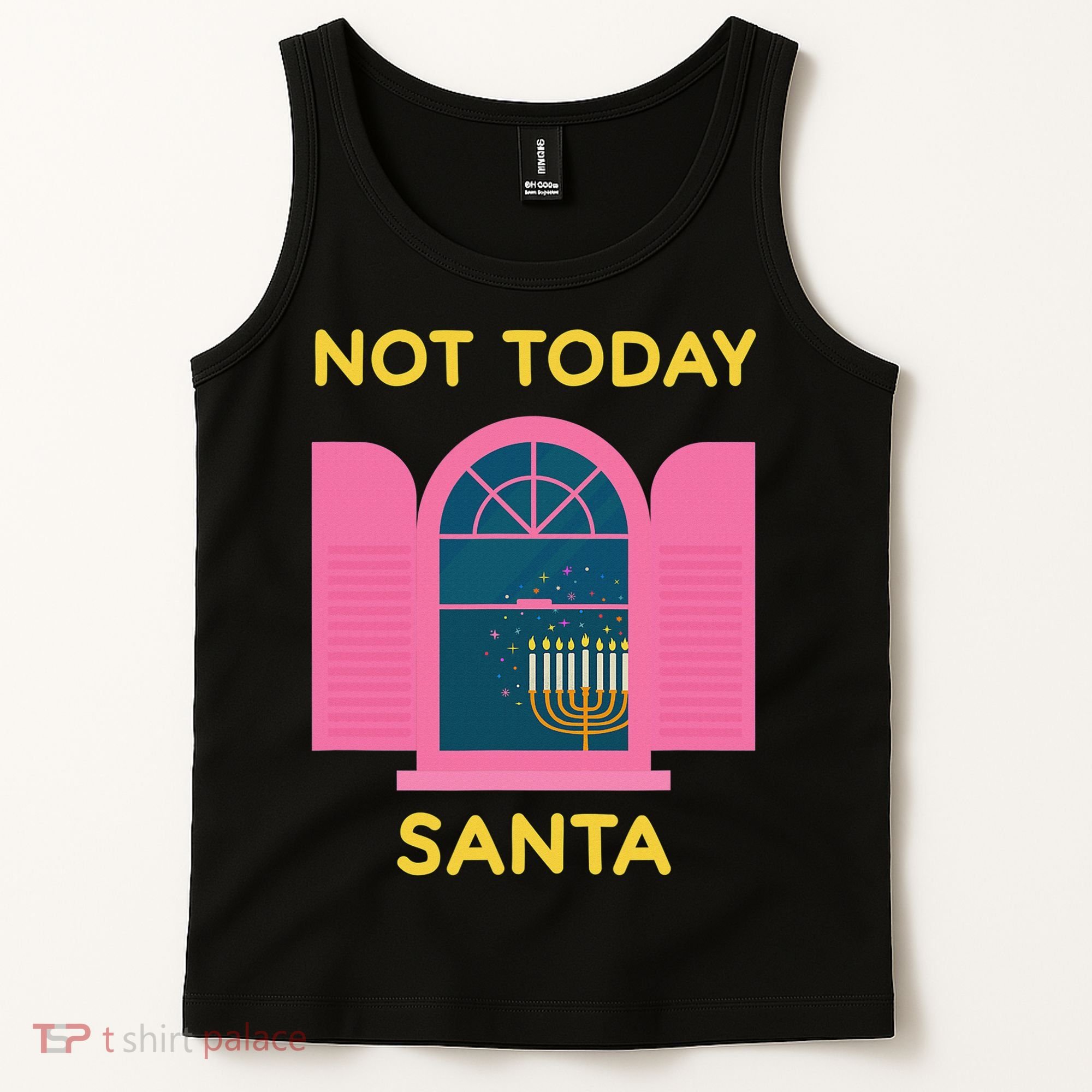 Not Today Santa Jewish Hanukkah Menorah Lights Dreidel Latke  Tank Top