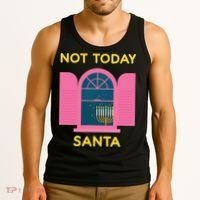 Not Today Santa Jewish Hanukkah Menorah Lights Dreidel Latke  Tank Top thumb 3