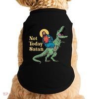 Not Today Satan Jesus Riding Dinosaur T Rex Funny Sarcastic Doggie Tank thumb 0