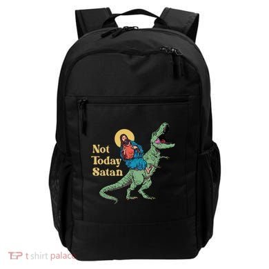 Not Today Satan Jesus Riding Dinosaur T Rex Funny Sarcastic Backpack