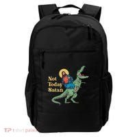 Not Today Satan Jesus Riding Dinosaur T Rex Funny Sarcastic Backpack thumb 0