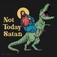 Not Today Satan Jesus Riding Dinosaur T Rex Funny Sarcastic Women's Hoodie thumb 2
