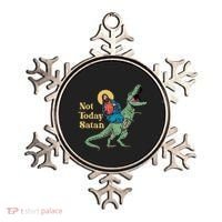 Not Today Satan Jesus Riding Dinosaur T Rex Funny Sarcastic Ornament thumb 0
