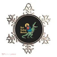 Not Today Satan Jesus Riding Dinosaur T Rex Funny Sarcastic Ornament thumb 0
