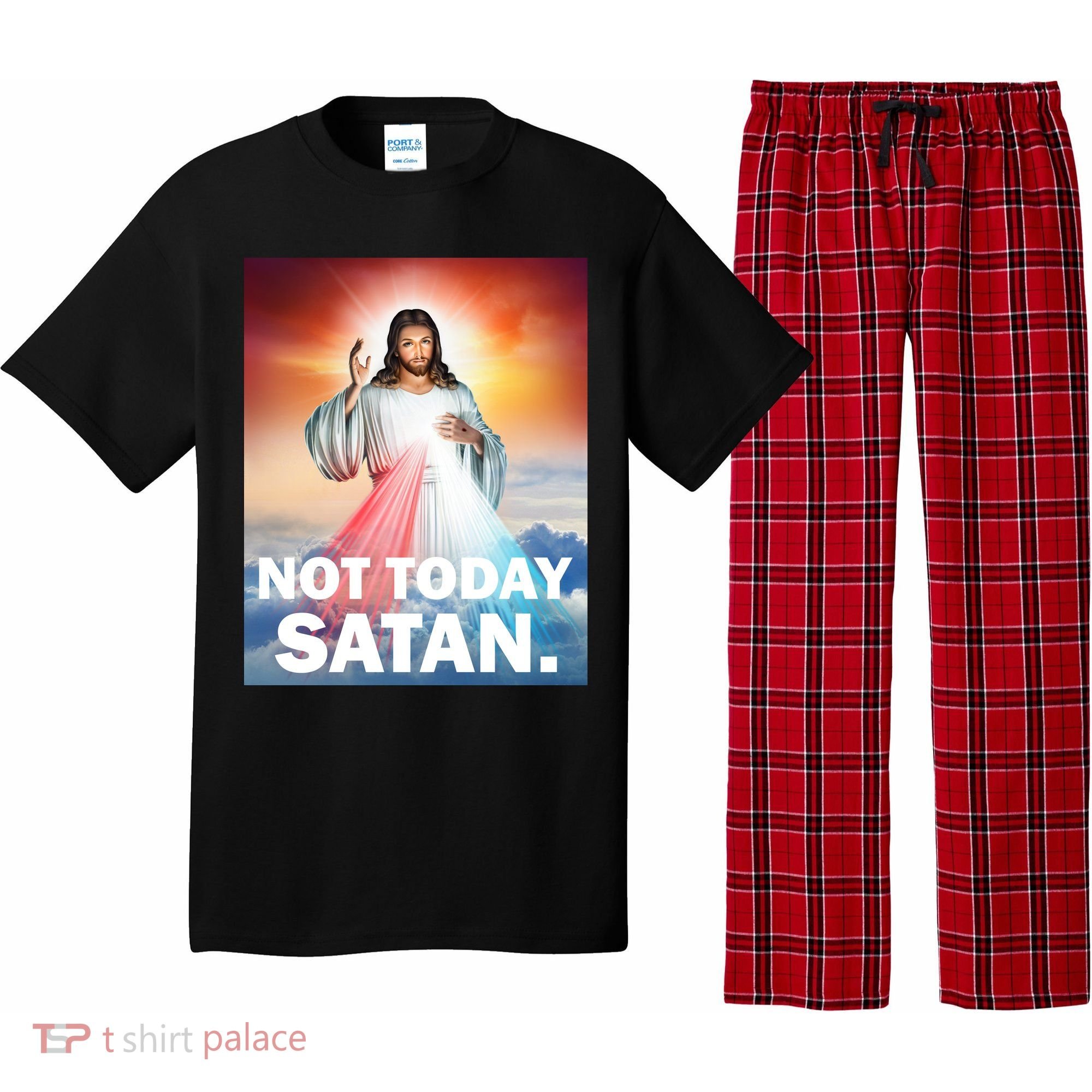 Not Today Satan Jesus Christ Christian Christianity Catholic Pajama Set