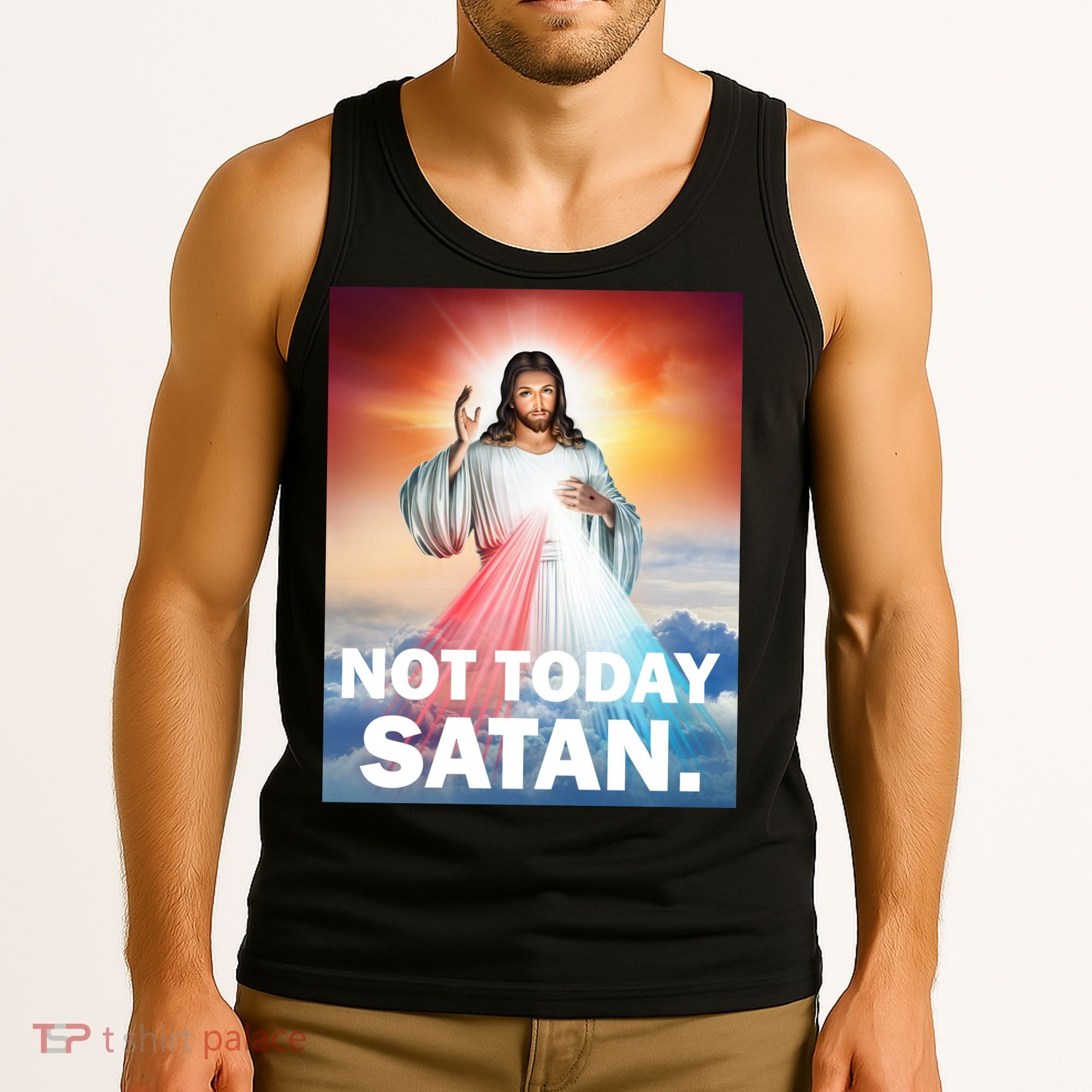 Not Today Satan Jesus Christ Christian Christianity Catholic Tank Top