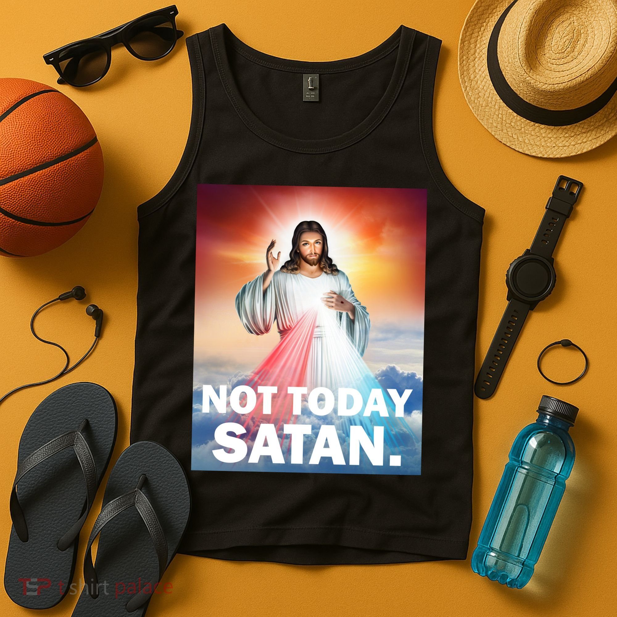 Not Today Satan Jesus Christ Christian Christianity Catholic Tank Top