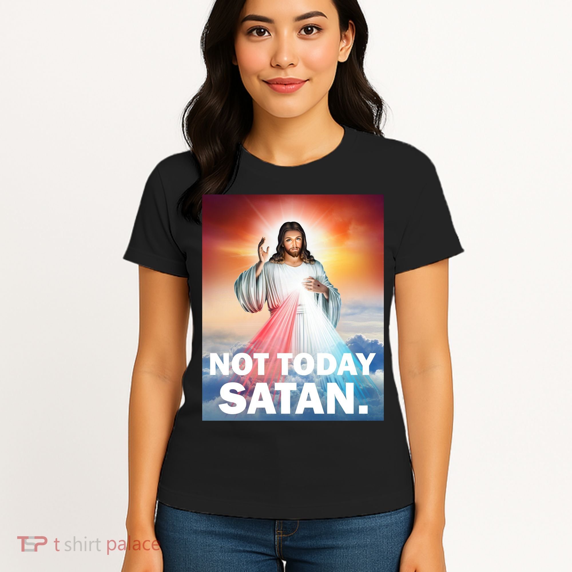 Not Today Satan Jesus Christ Christian Christianity Catholic Women's T-Shirt
