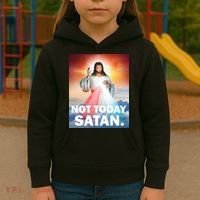 Not Today Satan Jesus Christ Christian Christianity Catholic Kids Hoodie thumb 3