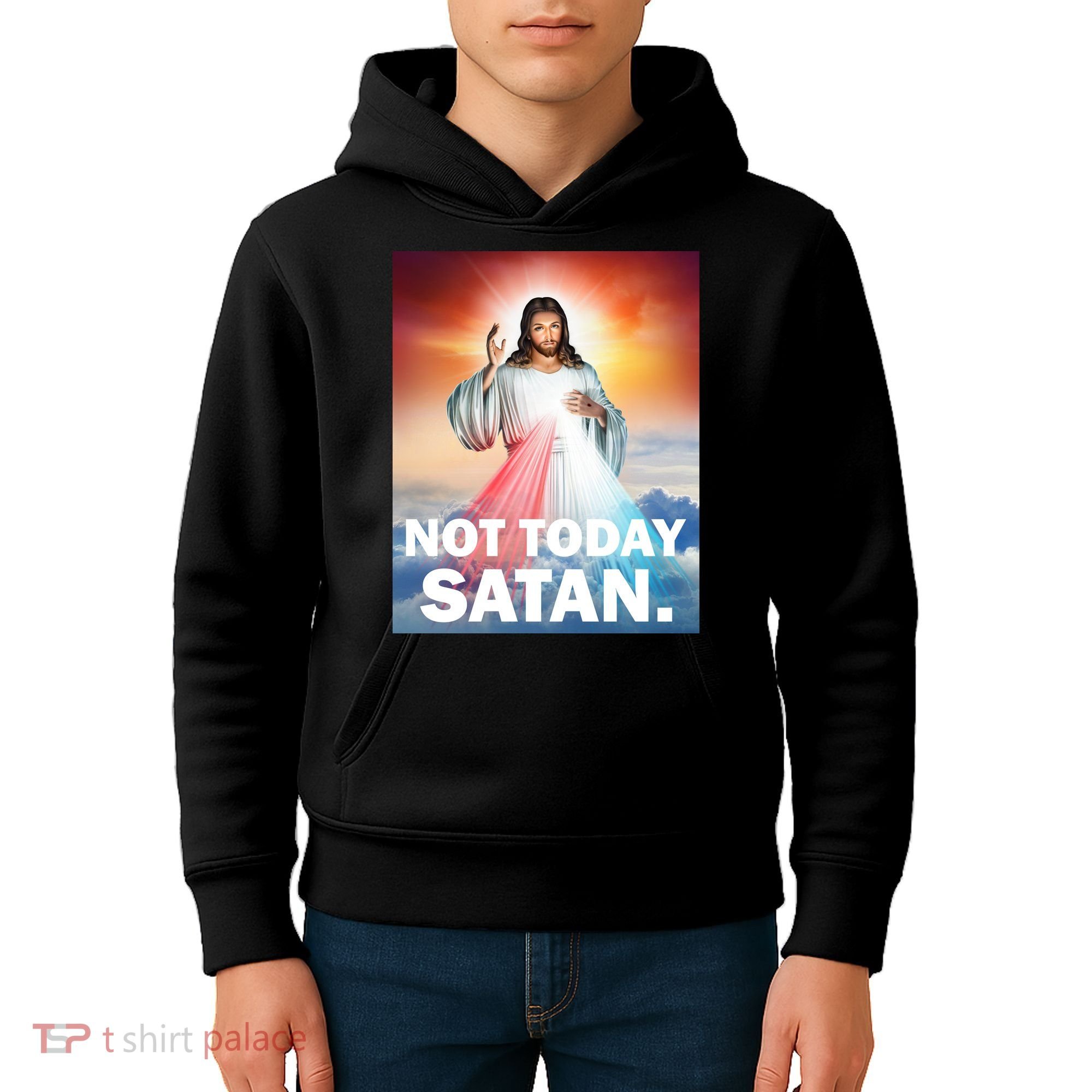 Not Today Satan Jesus Christ Christian Christianity Catholic Kids Hoodie