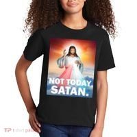Not Today Satan Jesus Christ Christian Christianity Catholic Kids T-Shirt thumb 2